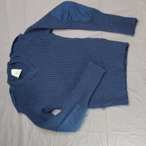 Vintage US Air Force Sweater Size 42 Large Blue Virgin Wool Great Britain Ribbed